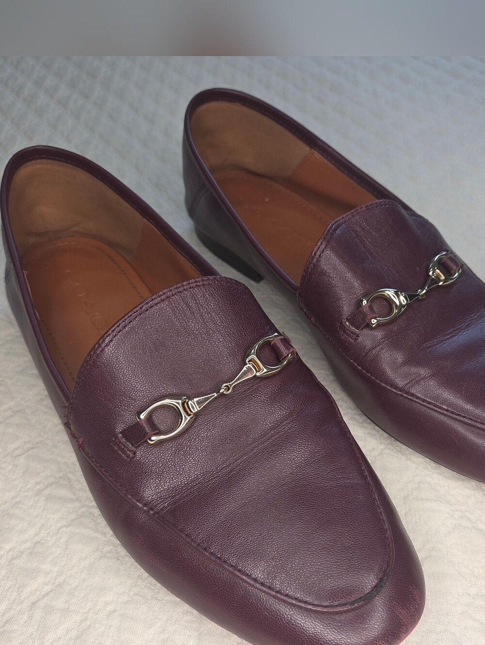 Coach Haley Loafer Size 7.5 Eggplant Purple Leather Horse Bit Detail